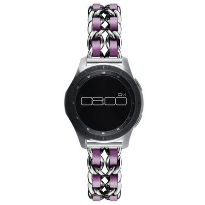 Leather on steel knit watch band for Samsung, Huawei and Amazfit watch - Silver / Purple#serie_7