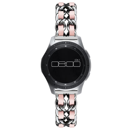 Leather on steel knit watch band for Samsung, Huawei and Amazfit watch - Silver / Pink#serie_8