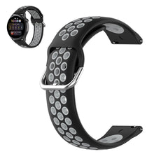 22mm Universal dual color silicone metal buckle watch strap - Black / Grey#serie_1