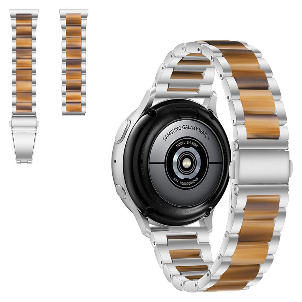 22mm Universal jazzy three bead resin stainless steel watch strap - Silver / Honey#serie_13