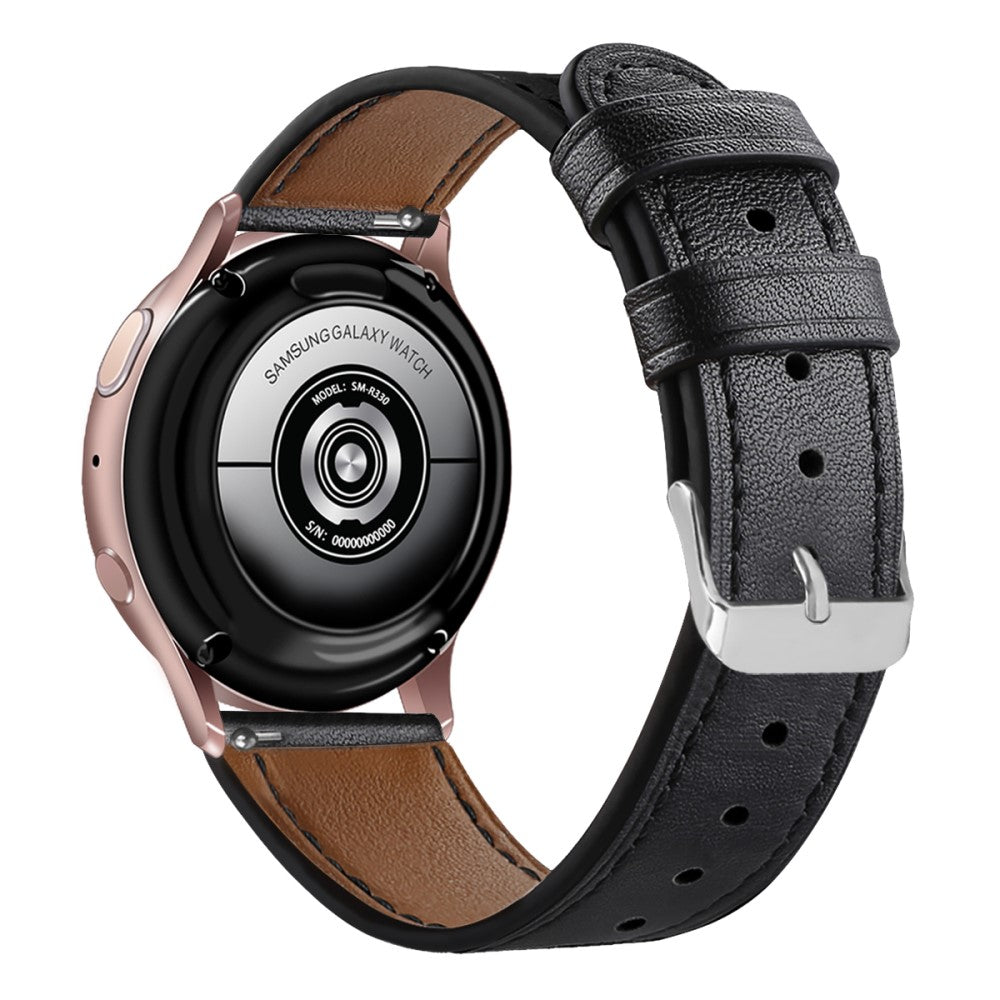 20mm Universal cowhide genuine leather watch strap - Black#serie_6