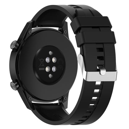 20mm Universal adjustable silicone watch strap - Silver Steel Buckle / Black#serie_4