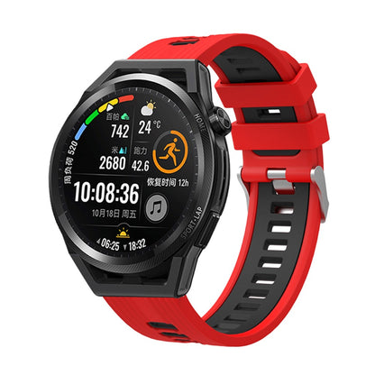 22mm Universal dual color silicone watch strap - Red / Black#serie_9