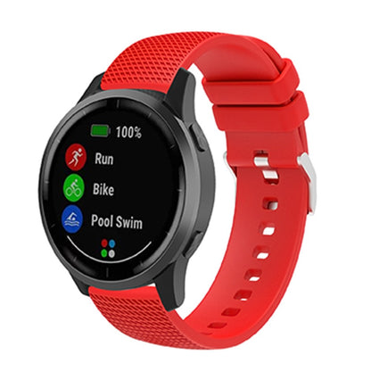 20mm Universal grid design silicone watch strap - Red#serie_6