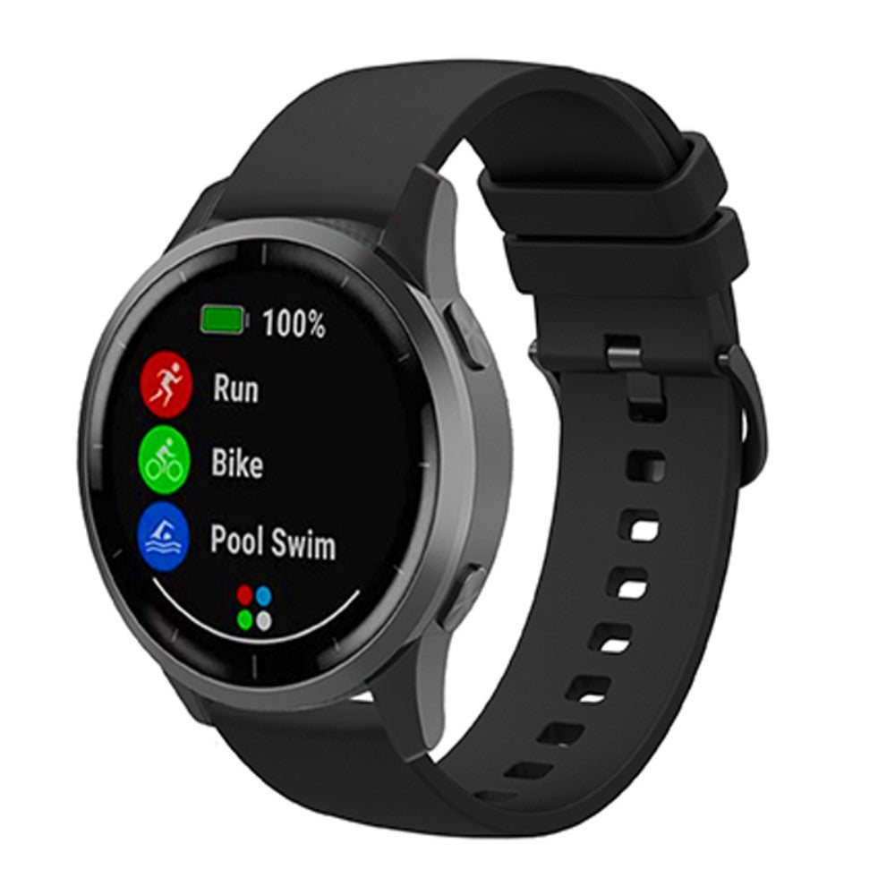 20mm Universal solid color silicone watch strap - Black#serie_7
