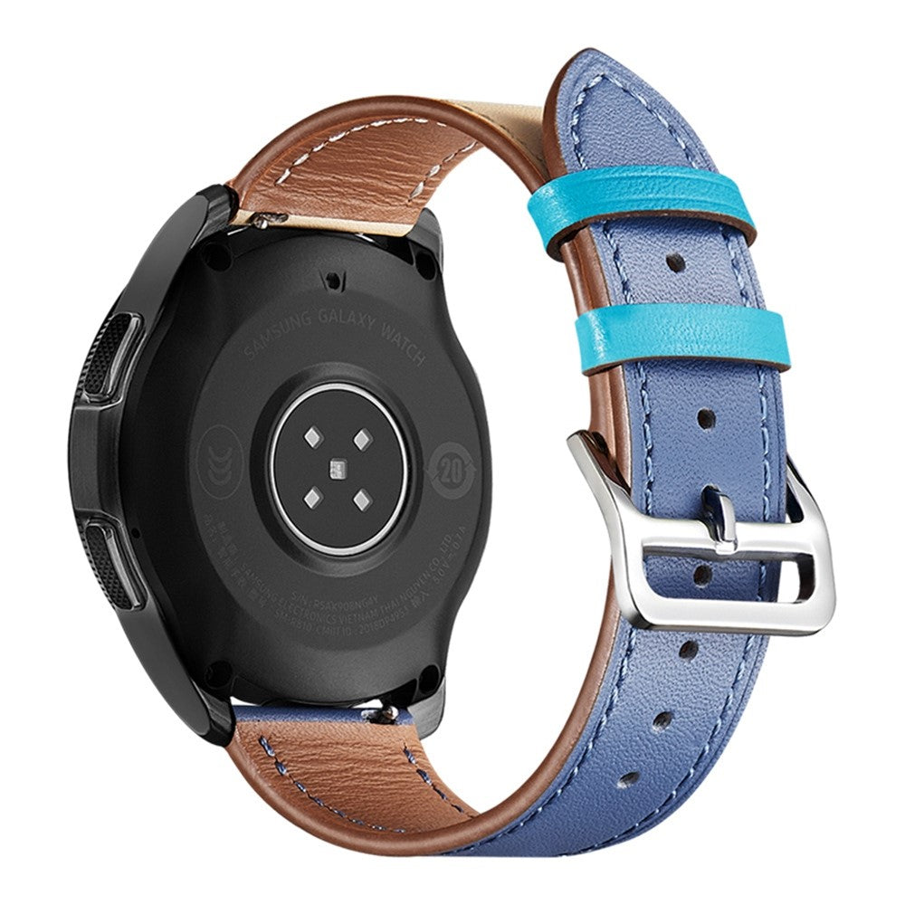 22mm Universal genuine leather watch strap - Beige / Sky Blue#serie_9
