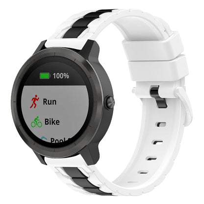 Dual color silicone watch strap for Garmin and Samsung watch - White / Black#serie_2