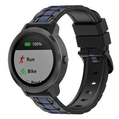 Dual color silicone watch strap for Garmin and Samsung watch - Black / Navy Blue#serie_5