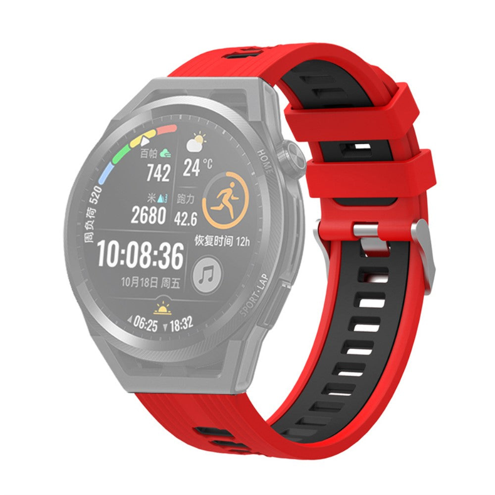 20mm Universal dual color silicone watch strap - Red / Black#serie_12