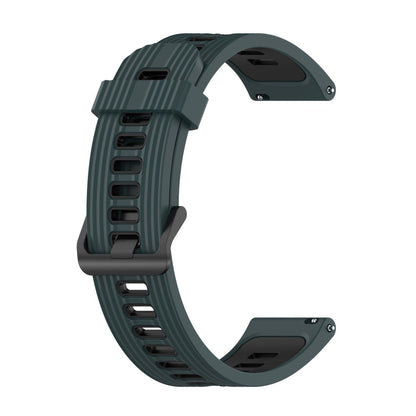 20mm Universal dual color stripe style watch strap - Olive Green / Black#serie_3