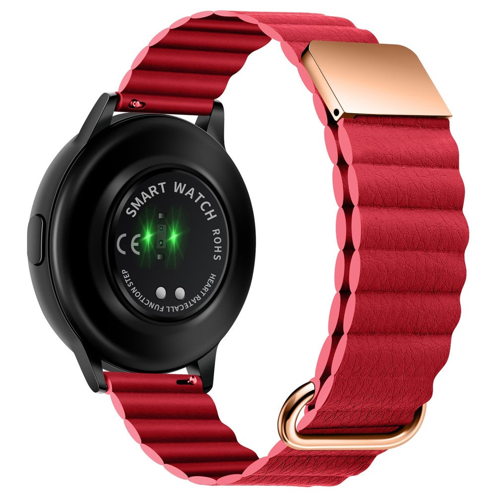 20mm Universal litchi style genuine leather watch strap - Rose Gold Buckle / Red#serie_10