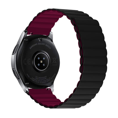 22mm Universal silicone watch strap - Blac  / Wine Red Size: L#serie_5