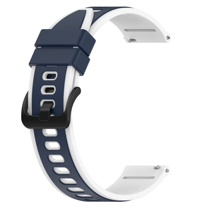 22mm Universal dual color silicone watch strap - Midnight Blue / White#serie_11