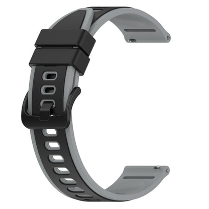 22mm Universal dual color silicone watch strap - Black / Grey#serie_6