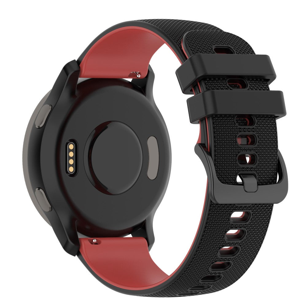 22mm Universal dual color grid pattern silicone watch strap - Black / Red#serie_4