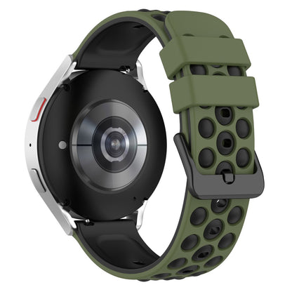 20mm Universal double color and holes design silicone watch strap - Army Green / Black#serie_2