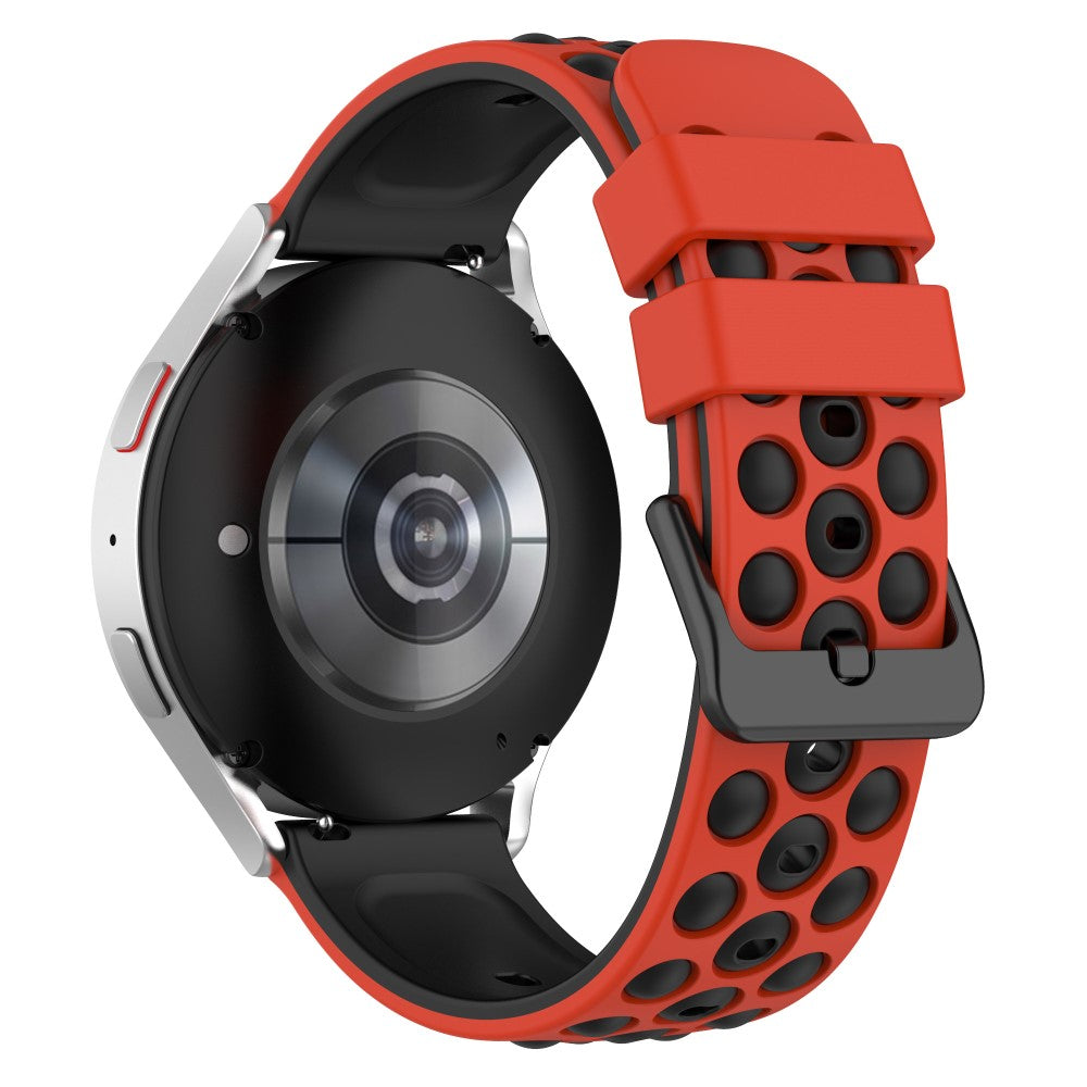 20mm Universal double color and holes design silicone watch strap - Red / Black#serie_4