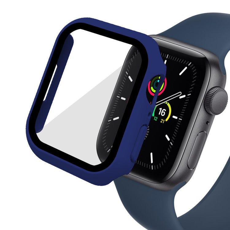 Meget Fed Apple Watch Series 7 41mm Cover med Skærmbeskytter i Plastik og Hærdet Glas - Blå#serie_3