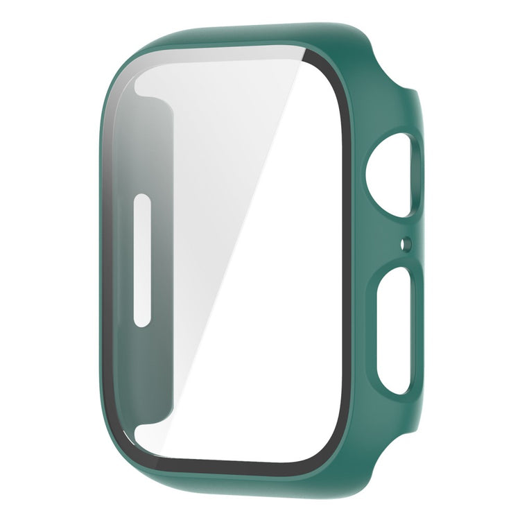 Fint Apple Watch Series 7 41mm Cover med Skærmbeskytter i Plastik og Hærdet Glas - Grøn#serie_10