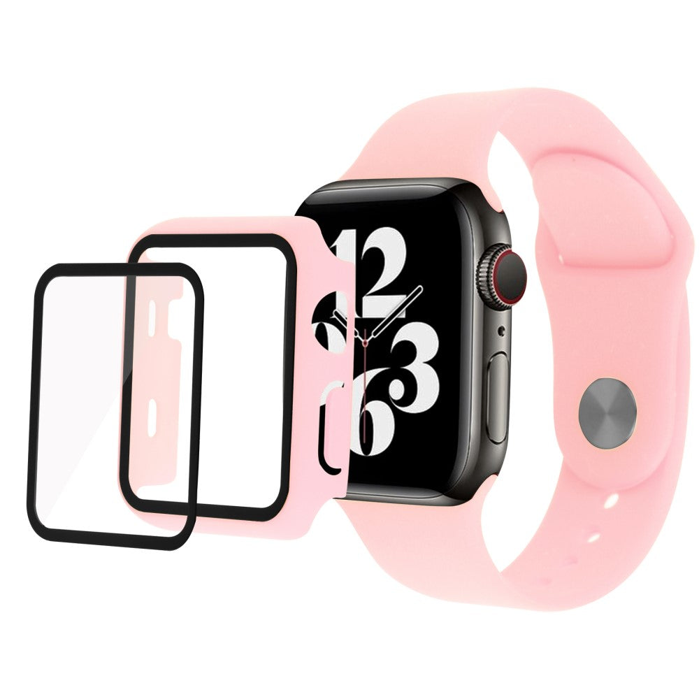 Apple Watch Series 7 41mm Silikone Cover med Rem og Hærdet Glas - Pink#serie_7