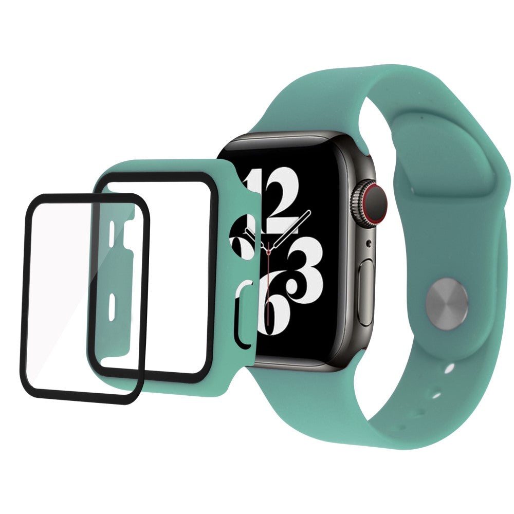 Apple Watch Series 7 41mm Silikone Cover med Rem og Hærdet Glas - Grøn#serie_9