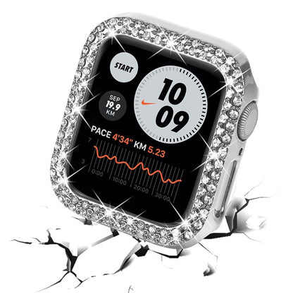 Apple Watch Series 7 41mm Beskyttende Plastik og Rhinsten Bumper  - Sølv#serie_2