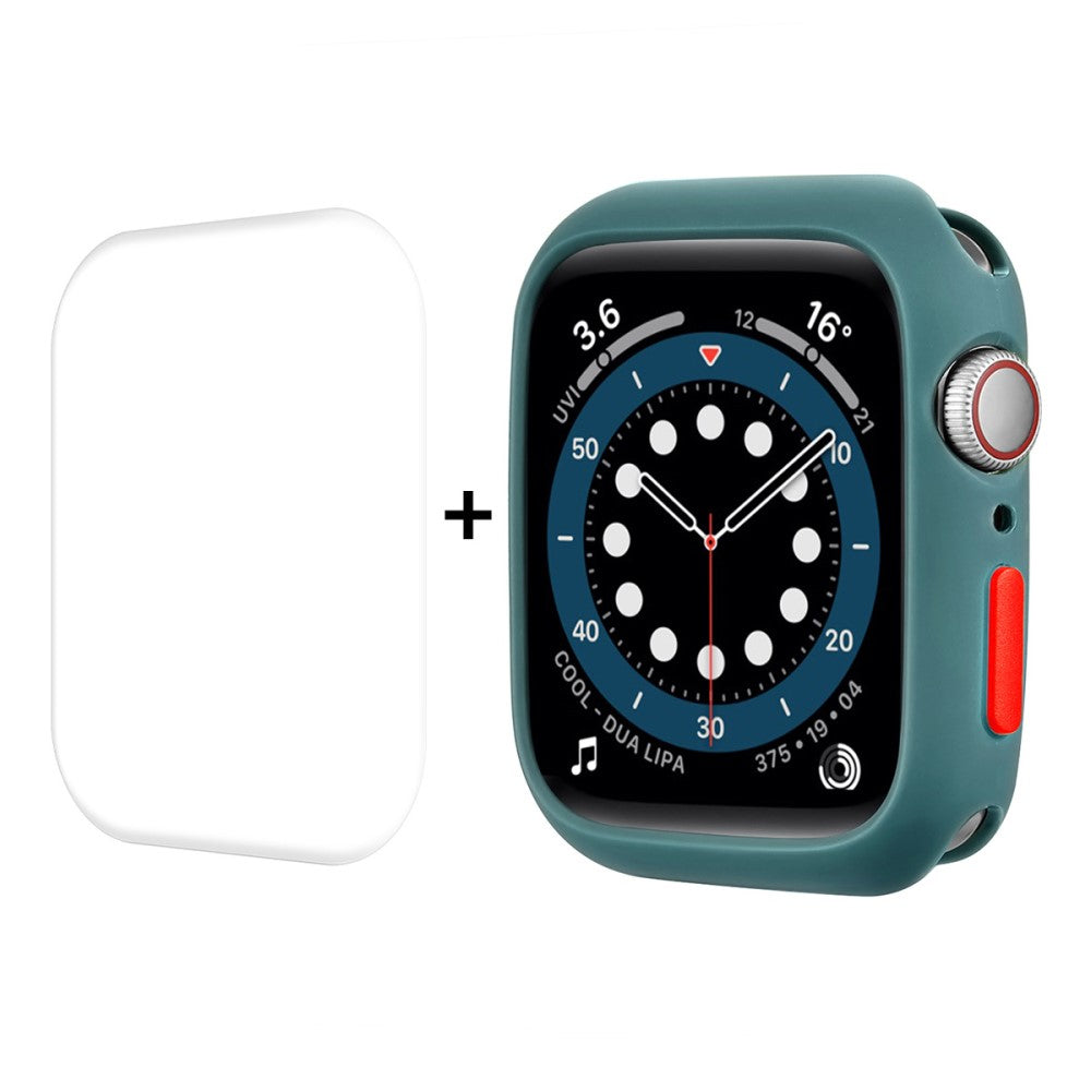 Vildt Fed Apple Watch Series 7 41mm Cover med Skærmbeskytter i Silikone - Grøn#serie_1