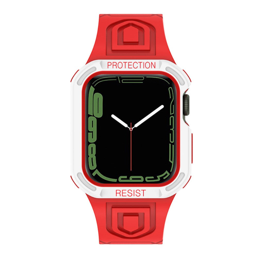 Apple Watch Series 7 41mm Silikone Rem med Cover - Rød#serie_15