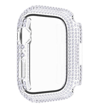 Beskyttende Apple Watch Series 7 41mm Cover med Skærmbeskytter i Plastik og Rhinsten - Gennemsigtig#serie_5