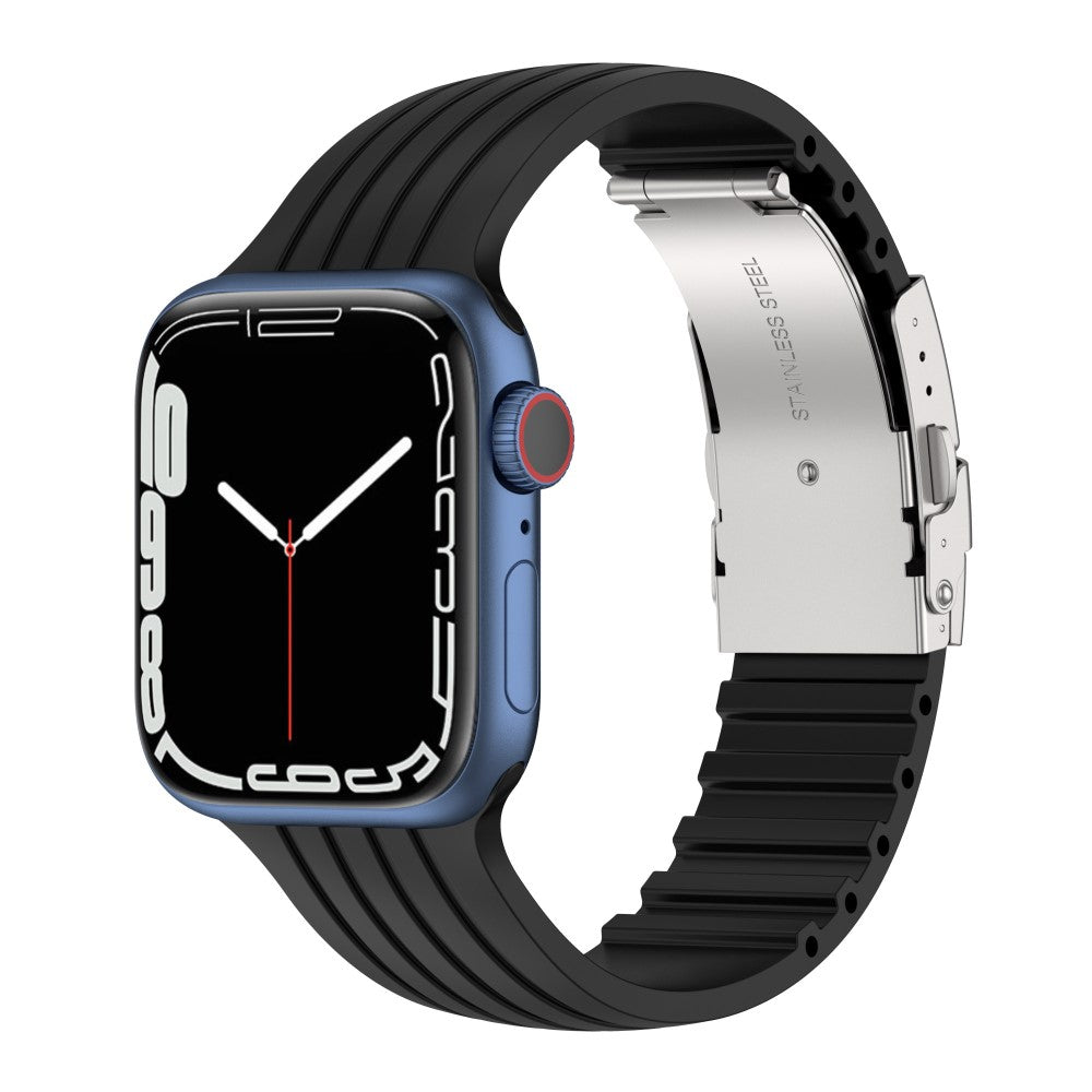 Vildt sejt Apple Watch Series 7 41mm Silikone Rem - Sort#serie_1
