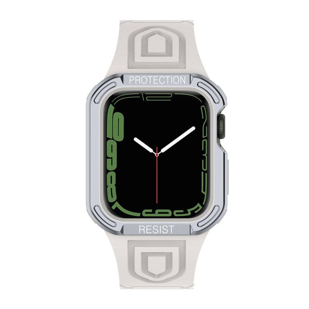 Apple Watch Series 7 41mm Plastik Rem med Etui - Sølv#serie_12