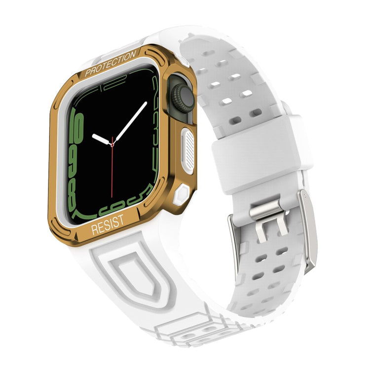 Apple Watch Series 7 41mm Plastik Rem med Etui - Guld#serie_15