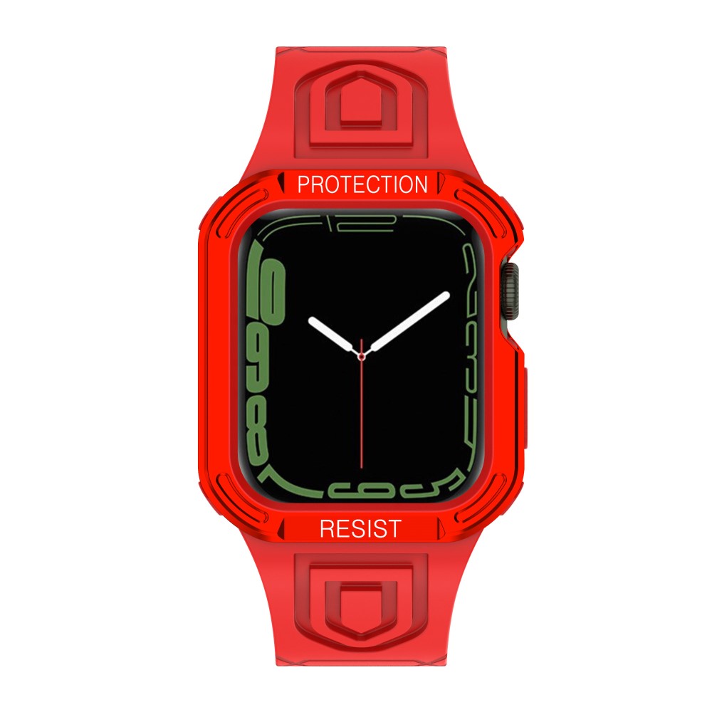 Apple Watch Series 7 41mm Plastik Rem med Etui - Rød#serie_4