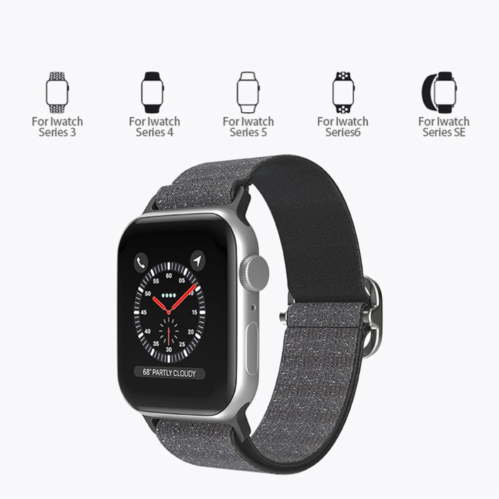 Meget holdbart Apple Watch Series 7 41mm Stof Urrem - Sort#serie_4