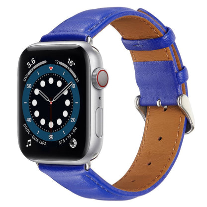 Godt Universal Apple Ægte læder Urrem - Blå#serie_5