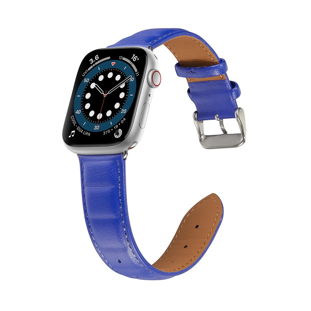 Godt Universal Apple Ægte læder Urrem - Blå#serie_5