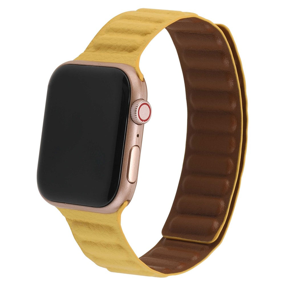 Helt vildt holdbart Universal Apple Ægte læder Urrem - Gul#serie_14