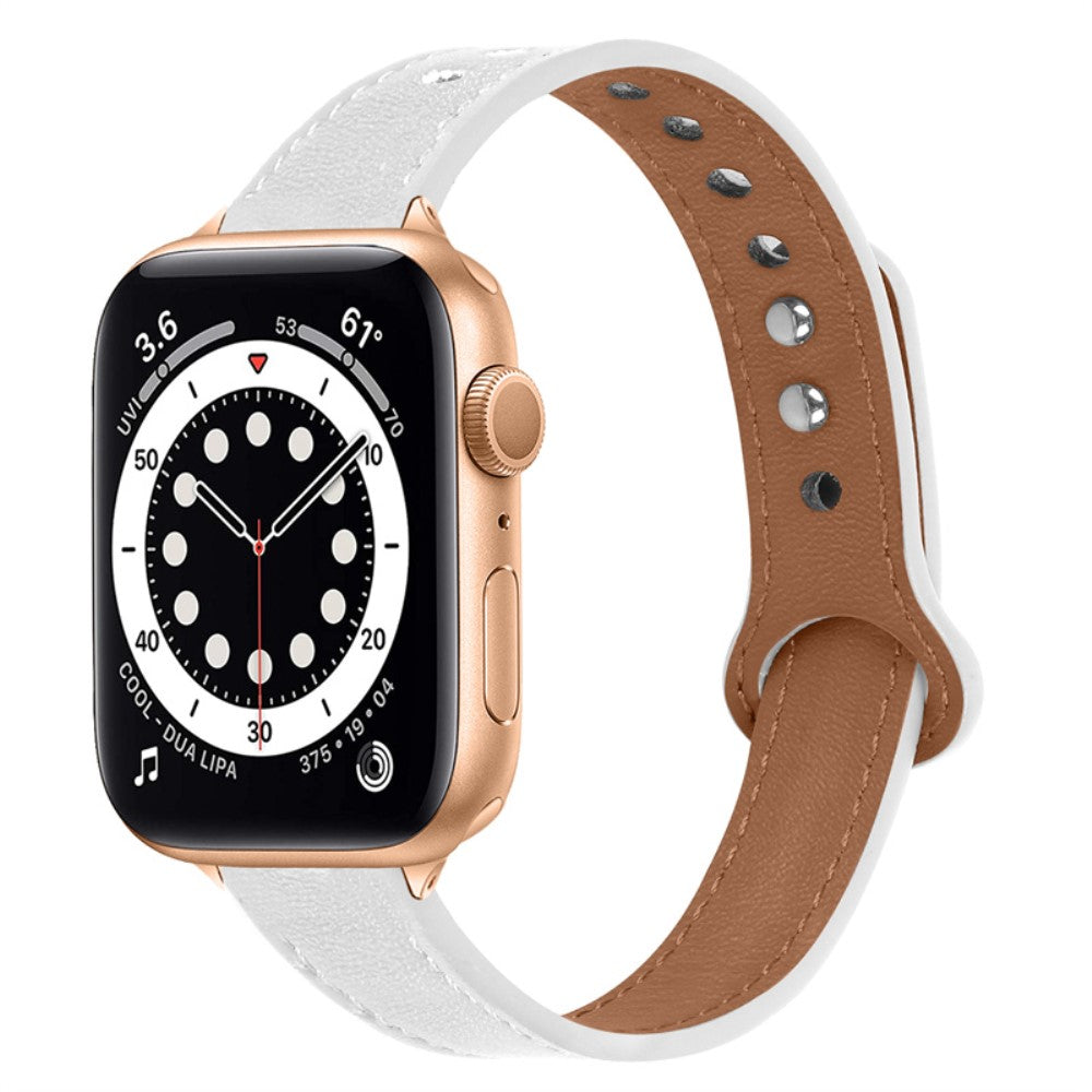 Rigtigt nydelig Universal Apple Ægte læder Urrem - Hvid#serie_1