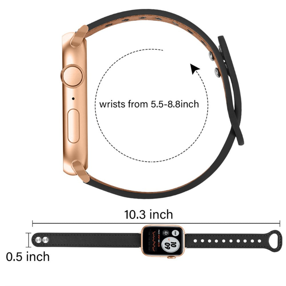 Rigtigt nydelig Universal Apple Ægte læder Urrem - Sort#serie_2