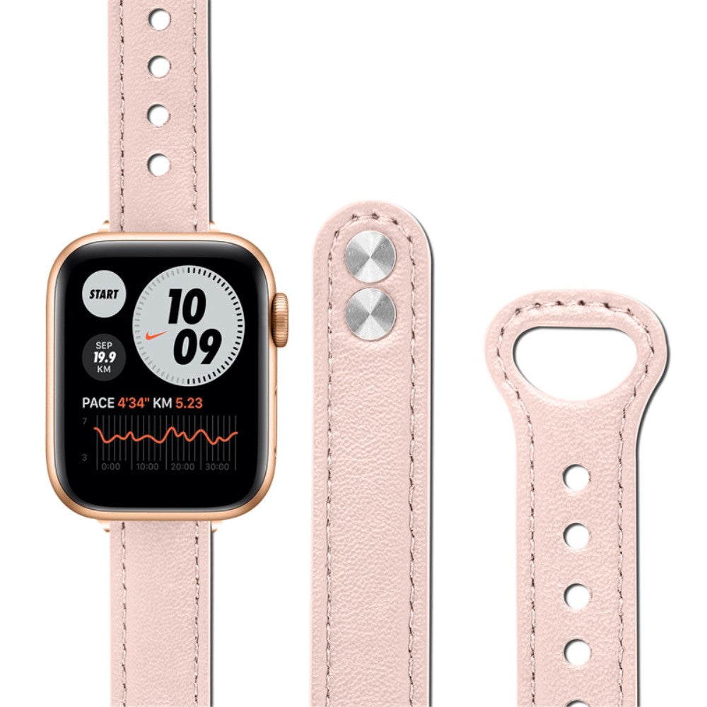 Rigtigt nydelig Universal Apple Ægte læder Urrem - Pink#serie_4