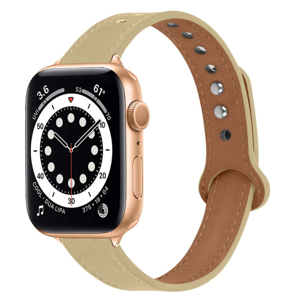 Rigtigt nydelig Universal Apple Ægte læder Urrem - Beige#serie_5