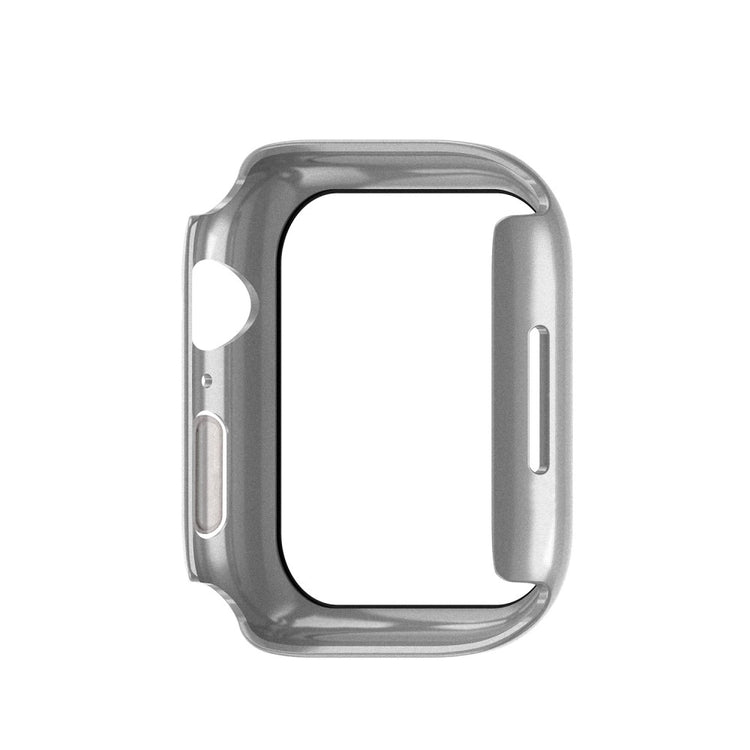 Vildt Godt Apple Watch Series 7 45mm Cover med Skærmbeskytter i Plastik og Hærdet Glas - Sølv#serie_12