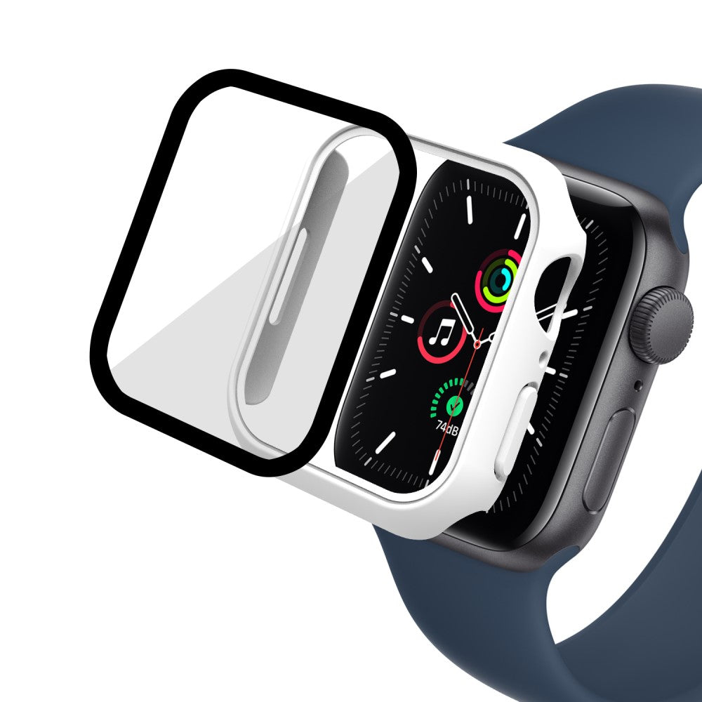 Vildt Godt Apple Watch Series 7 45mm Cover med Skærmbeskytter i Plastik og Hærdet Glas - Hvid#serie_2