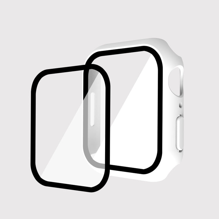 Vildt Godt Apple Watch Series 7 45mm Cover med Skærmbeskytter i Plastik og Hærdet Glas - Hvid#serie_2