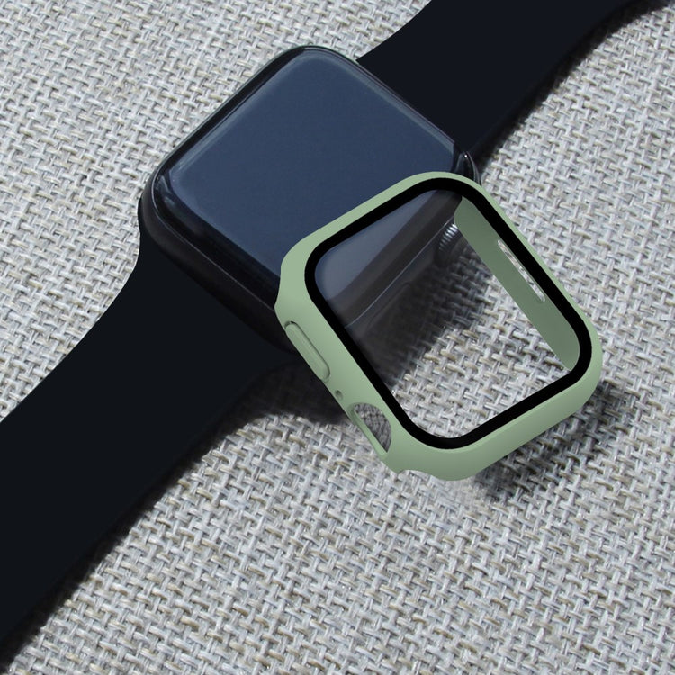 Vildt Godt Apple Watch Series 7 45mm Cover med Skærmbeskytter i Plastik og Hærdet Glas - Grøn#serie_4