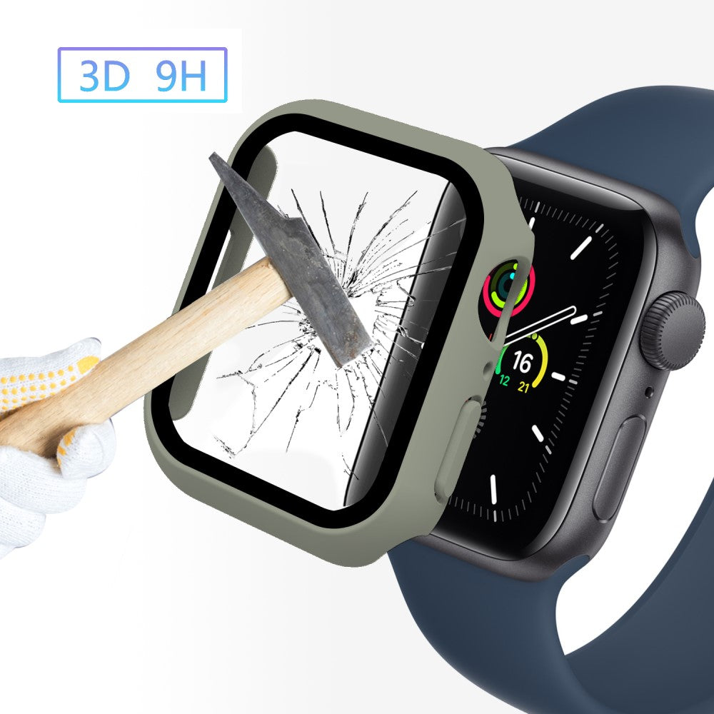 Vildt Godt Apple Watch Series 7 45mm Cover med Skærmbeskytter i Plastik og Hærdet Glas - Brun#serie_9