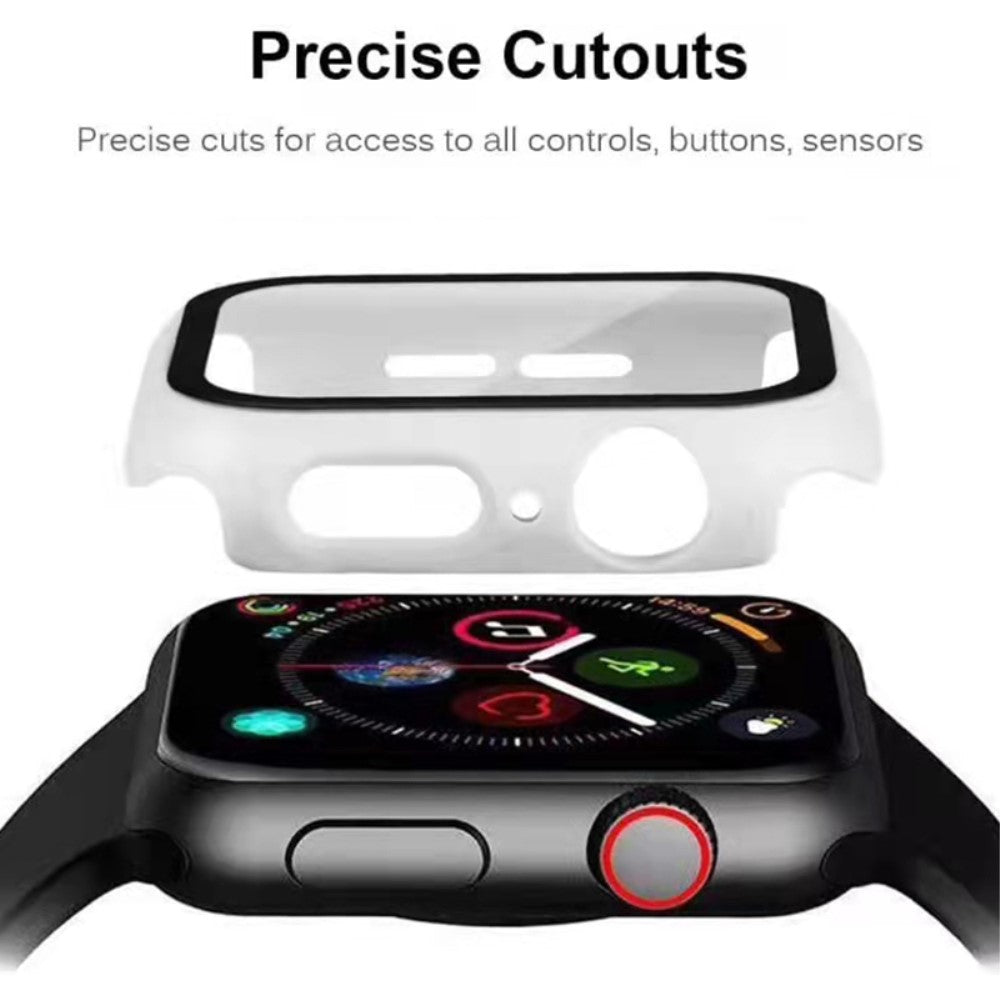 Super Godt Apple Watch Series 7 45mm Cover med Skærmbeskytter i Plastik og Hærdet Glas - Hvid#serie_2