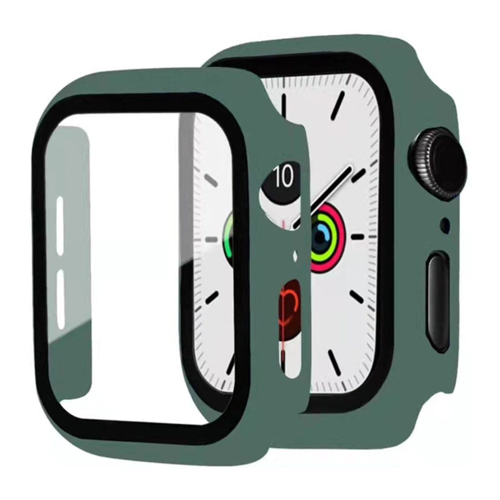 Super Godt Apple Watch Series 7 45mm Cover med Skærmbeskytter i Plastik og Hærdet Glas - Grøn#serie_4