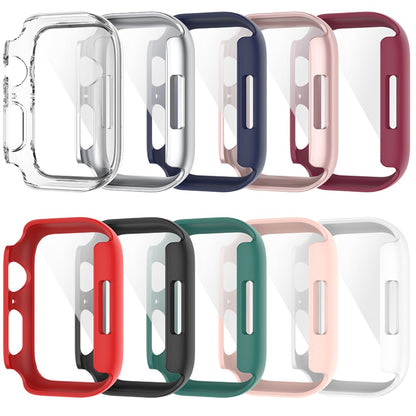 Beskyttende Apple Watch Series 7 45mm Cover med Skærmbeskytter i Plastik og Hærdet Glas - Hvid#serie_1