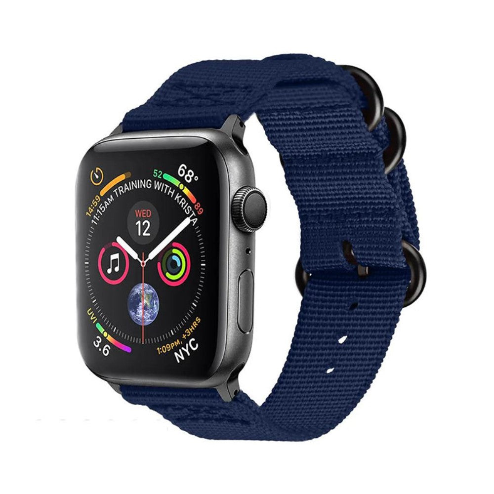 Kønt Apple Watch Series 7 45mm Nylon Rem - Blå#serie_1
